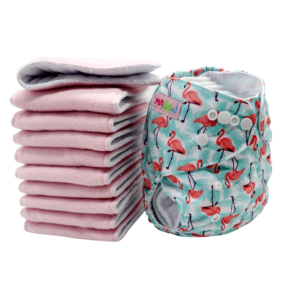 Многоразовые подгузники MABOJ 10 шт. экологически чистые моющиеся карманные 4 слоя