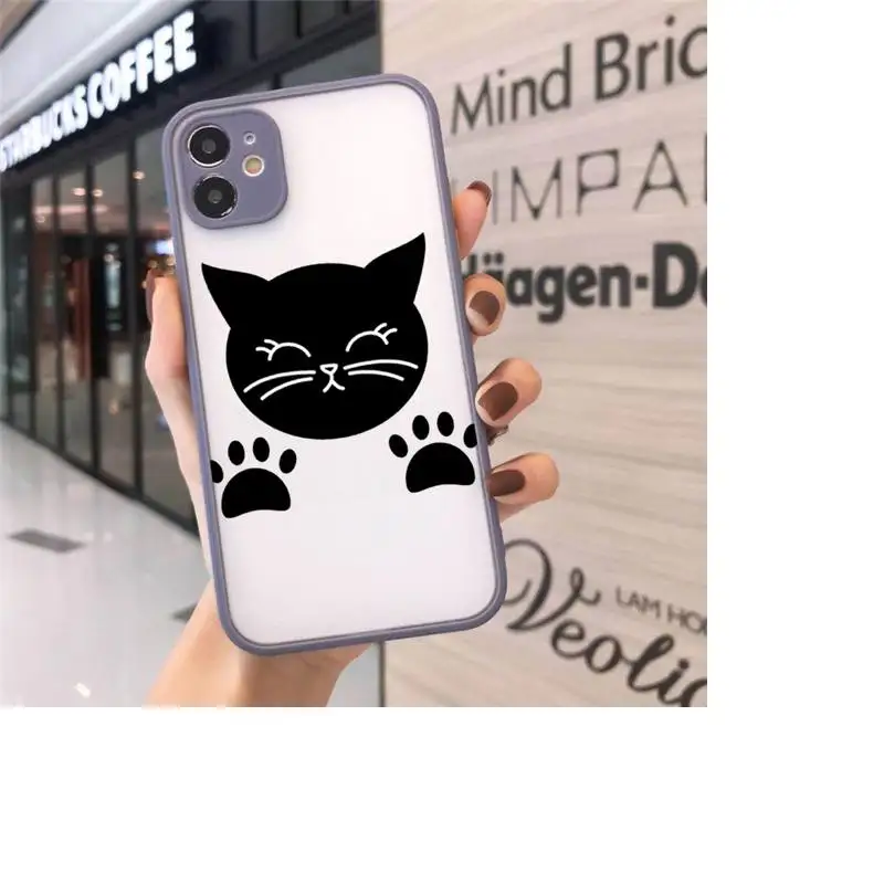 

Cute cat scratching Phone Cases matte transparent For gray iPhone 7 8 x xs xr 11 12 pro plus max mini Clear Funda