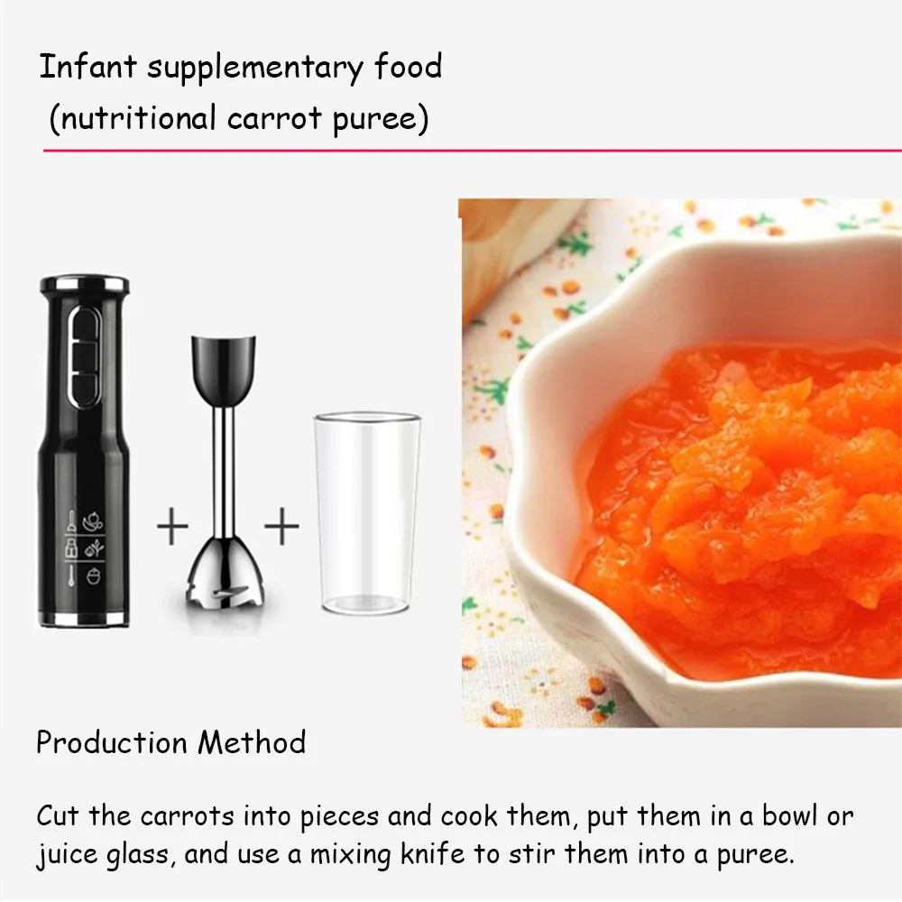 

4-in-1 High Performance Electric Blender 3 Speeds Adjustable, Multifunctional Mixer with Whisk, Chopper and Measuring Cup