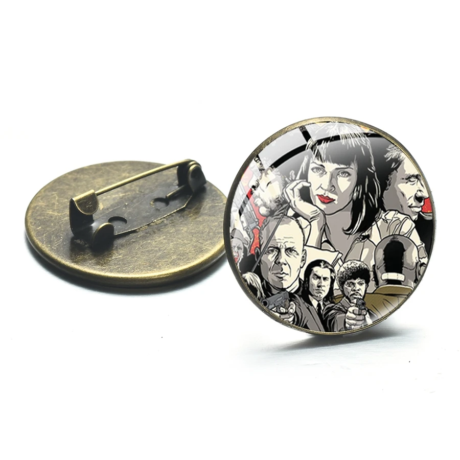 SIAN Simple Letter Print Fight Club Series Brooch Pins Glass Dome Movie Poster Bronze Badge for Fans Backpack Collected Souvenir | Ювелирные