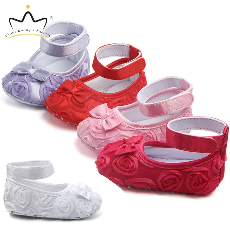 Кружево цветок Роза Новорожденные обувь для малышей принцесс девушек