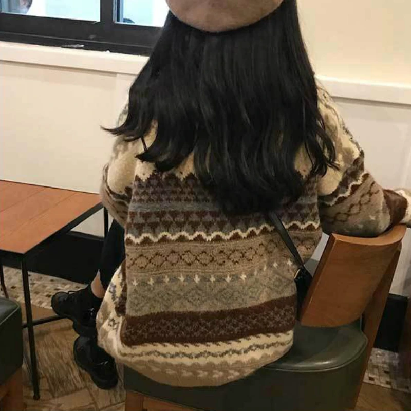 Женские пуловеры JMPRS винтажные Свободные Повседневные свитера геометрический