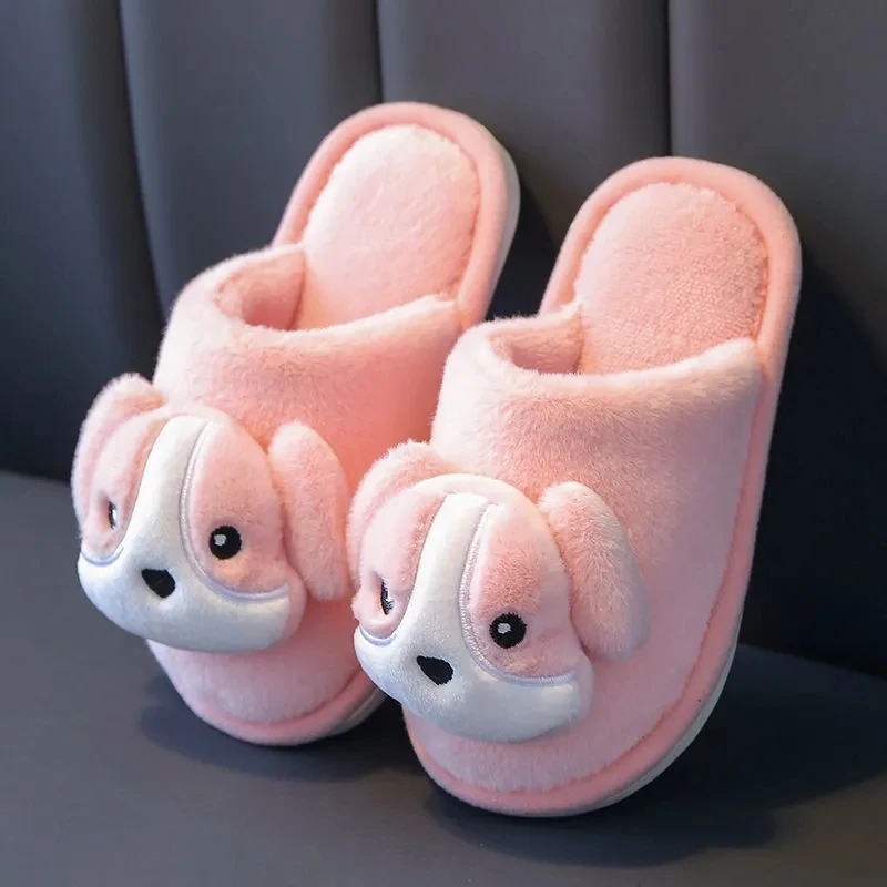 2022 Pink Girls Slippers for Dogs Indoor Babi Fluffy Flat Shoes Unisex Boys Child Home Warm Slippers Baby Fur Slide Shoe
