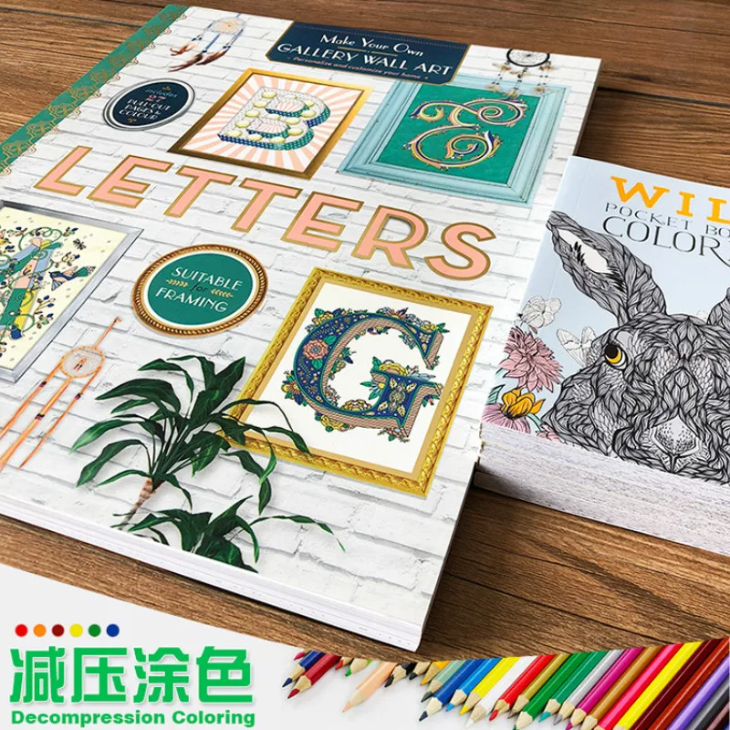 Цветные карандаши с цветами и животными граффити наклейки книжки для картин