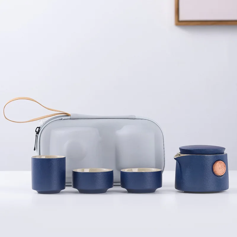 Ceramic Teapot With 2 Cups Portable Travel Tea Sets Drinkware Chinese Handmade Quality Gifts for Friend Teaware Kung Fu | Дом и сад