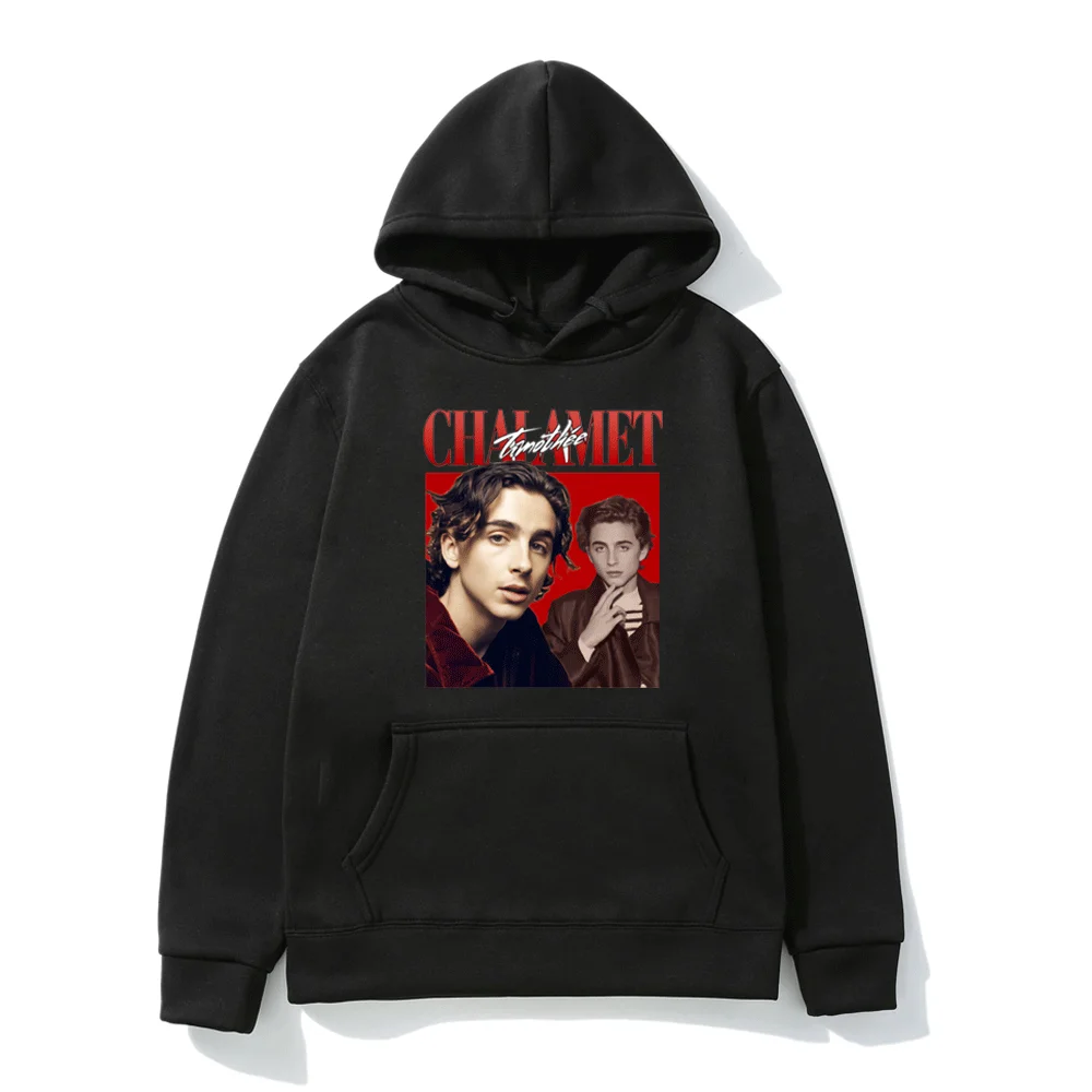 

Timothee Chalamet 90s Vintage Street Hip-hop Black Hoodie Teen Trendy Fashion Hooded Sweatshirt Men Women Cool Pullover Coat Man