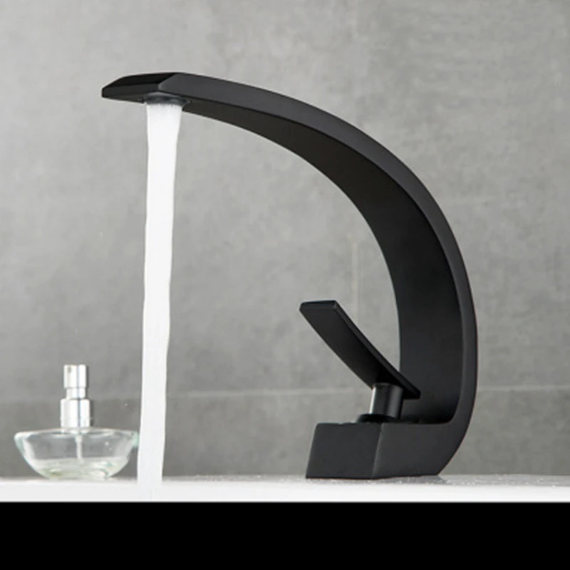 Черный бронзовый изогнутый смеситель для раковины разноцветный кран