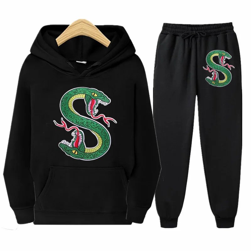 

Customized trend animal print logo sports leisure hooded sweater + trousers spring, autumn and winter men's and women's suit 3XL