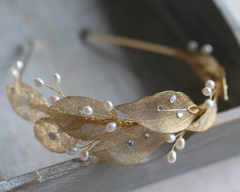 Пресноводного жемчуга и кристаллы для свадьбы детский ободок Тиара сусальное