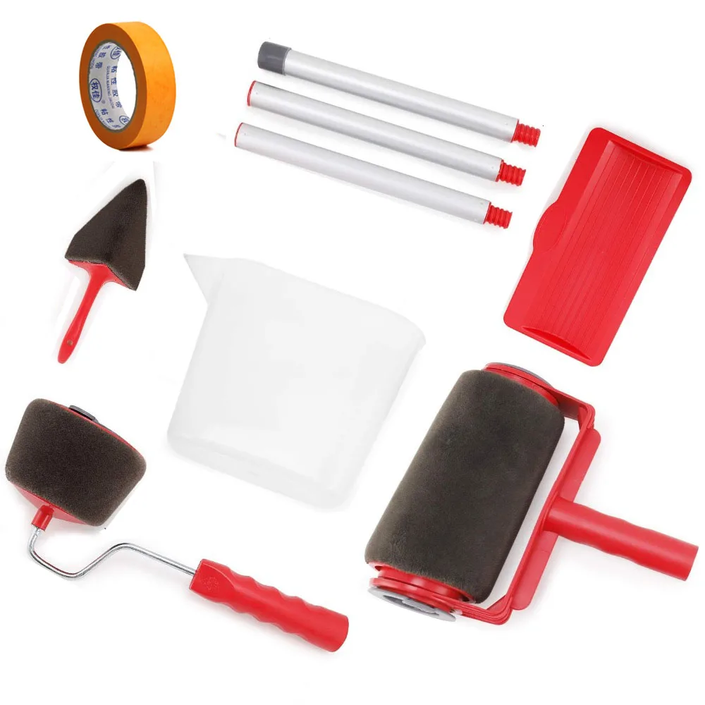 

9pcs Wall Decorate Painting Roller Brush Set Paint Runner Pro Brush Kit Multifunctional House Paint Rollers Runner Pro Tools Set