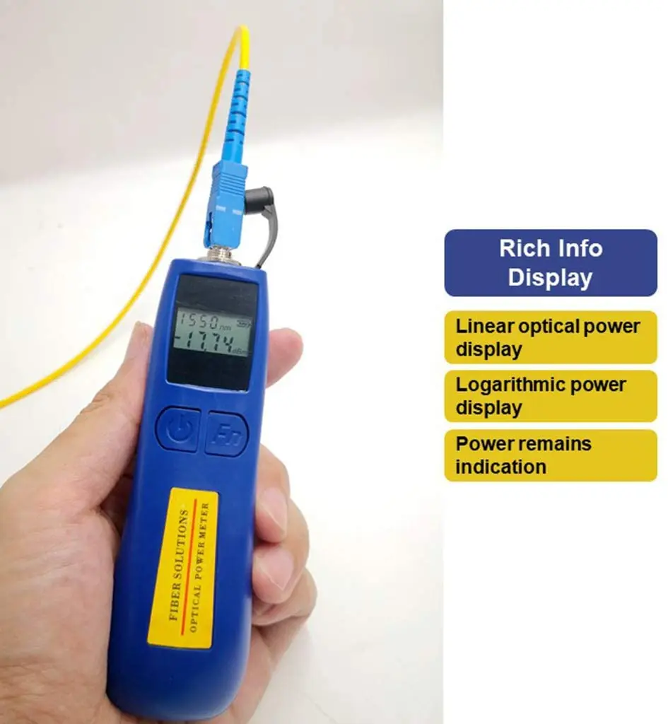 Optical Power Meter -70~+10 dBm Fiber Light Meter for Testing 6 Calibrated Wavelengths, 68g Light Weighted