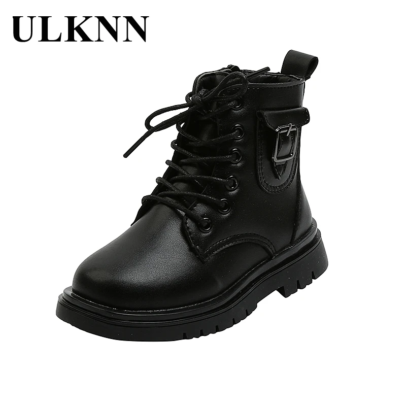 

ULKNN Baby Girl Winter Shoes Children's Leather Shoes Kids Martin Boots Non-slip Ankle Boots Of Student Boy Newborn First Walk