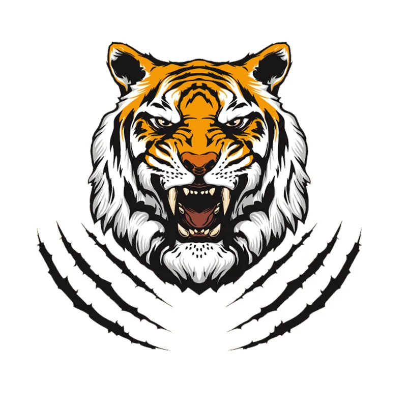 

Hot Sell Creative Fierce Tiger Head Paw Print Car Sticker Window Superior Quality Vinyl Reflective Sunscreen Anti-UV PVC