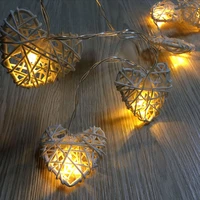 led lantern love rattan woven modeling lamp decorate room with romantic heart shaped string of lights battery powered