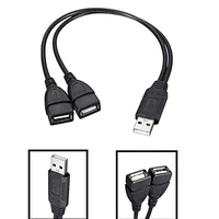 30cm usb2 0 male to dual usb female usb charging power cable pvc y type splitter date transfer extension cord wire lines