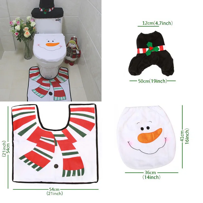 Toilet Cover set 2 Санта-Клаус, занавеска для ванной комнаты, сиденье для унитаза, рождественские украшения для дома, Navidad, рождественские подарки, новогодние коврики - Цвет: Toilet Cover set 2