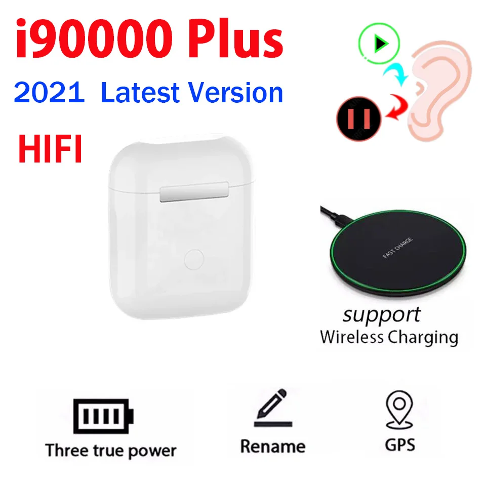 I90000 Plus TWS Беспроводные Bluetooth 5 0 наушники с умным датчиком 10D супер бас вкладыши