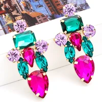 european and american style romantic super shiny color crystal glass studded earrings women fashion lovely trendy jewelry