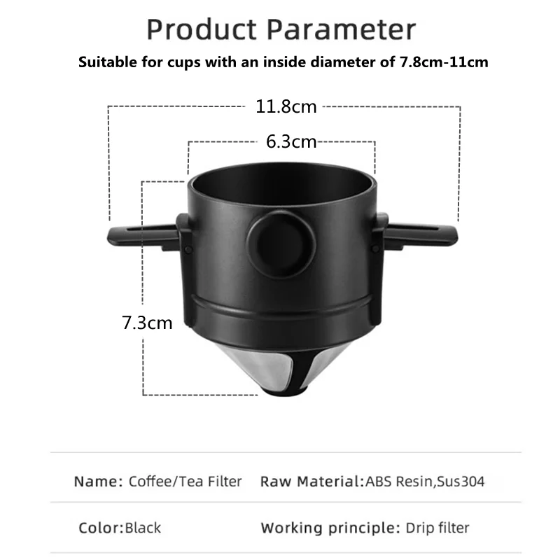 

High Quality Coffee Filter Tea Holder Portable Stainless Steel Foldable Drip Filter Funnel Baskets Reusable Stand Coffee Dripper