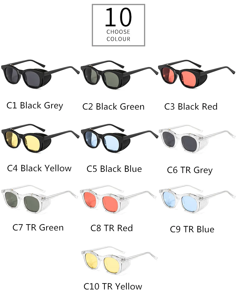 

LongKeeper Retro Steampunk Sunglasses Men Women Brand Designer Round Side Shield Sun Glasses for Driving oculus masculino