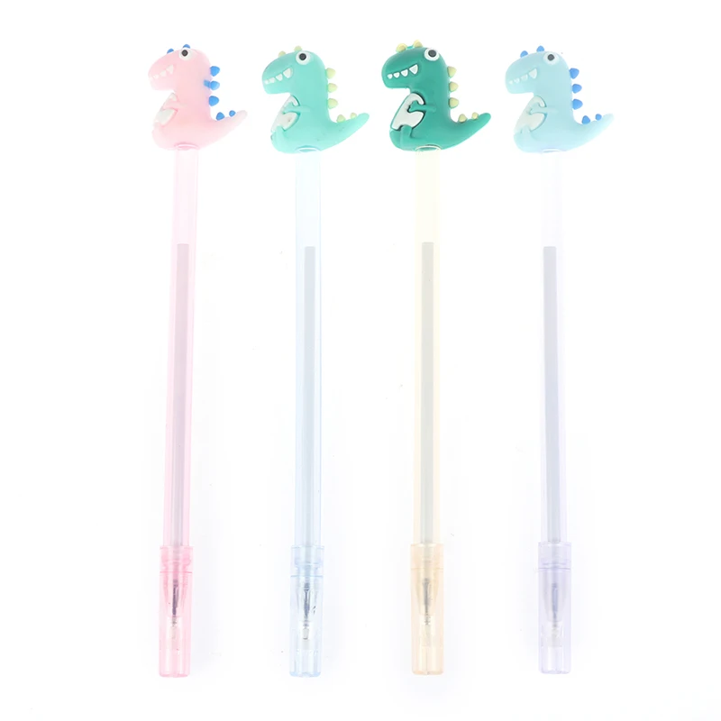 4pcs/lot Kawaii Little Soft pen Silicone Dinosaur Gel Pen Black Ink Marker Pen School Office Writing Supply Stationery