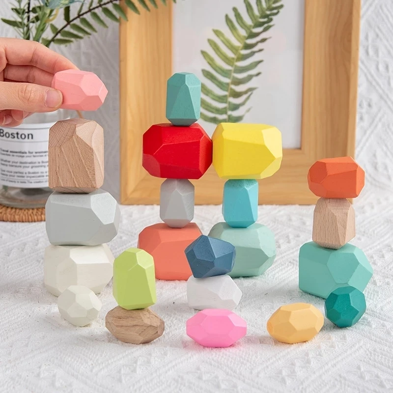 Деревянная игра Дженга Деревянные блоки Цветной камень творческие развивающие
