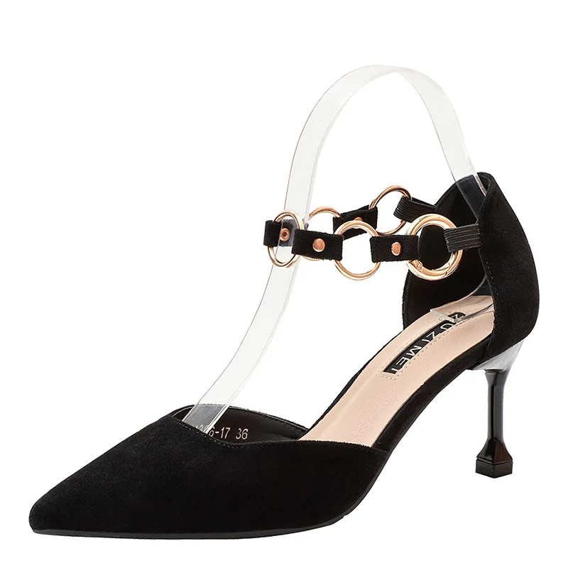 

Women's Shoes High Heel Sandals Pointed Toe Stiletto Heel Spring New Style One-Word Metal Sexy Summer Sexy Multi-Heel High