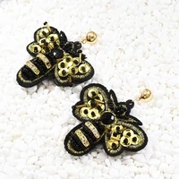 inlove 2020 new trendy cute sequins cloth beads rhinestone butterfly design stud earring for woman jewelry accessory gift