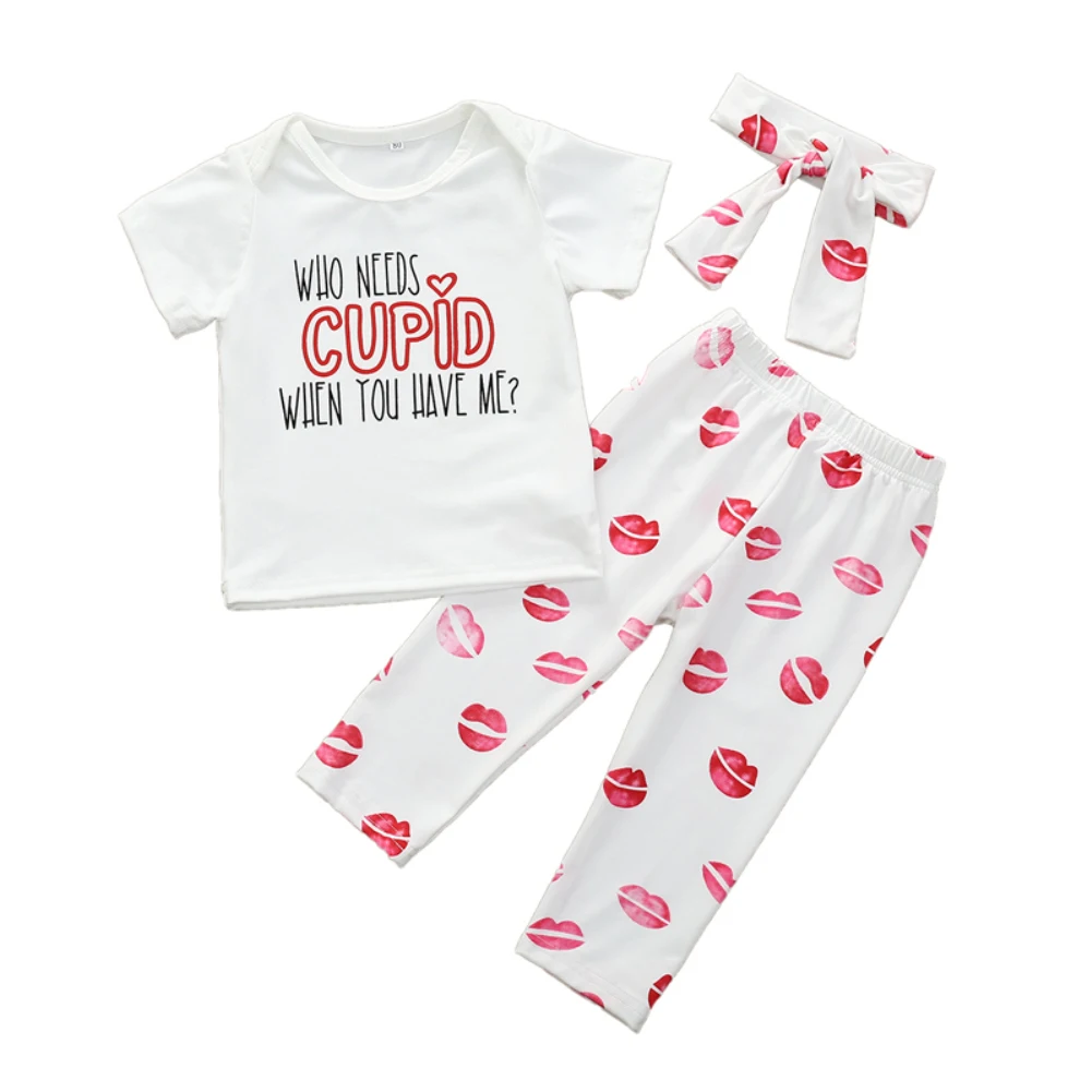 Детская одежда для маленьких девочек на День святого Валентина топы с короткими