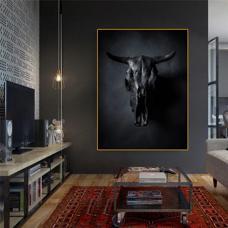 

Broken Bull Head Canvas Painting Abstract Art Posters and Prints Wall Pictures Modern Living Room Home Decoration Painting