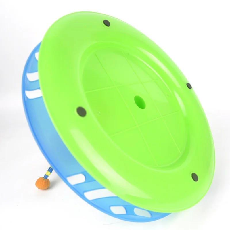 

Pet Bell Double Ball Single Layer Turntable Cat Toy, ABS Material, Plush Simulation Mouse On The Top, Fun And Educational