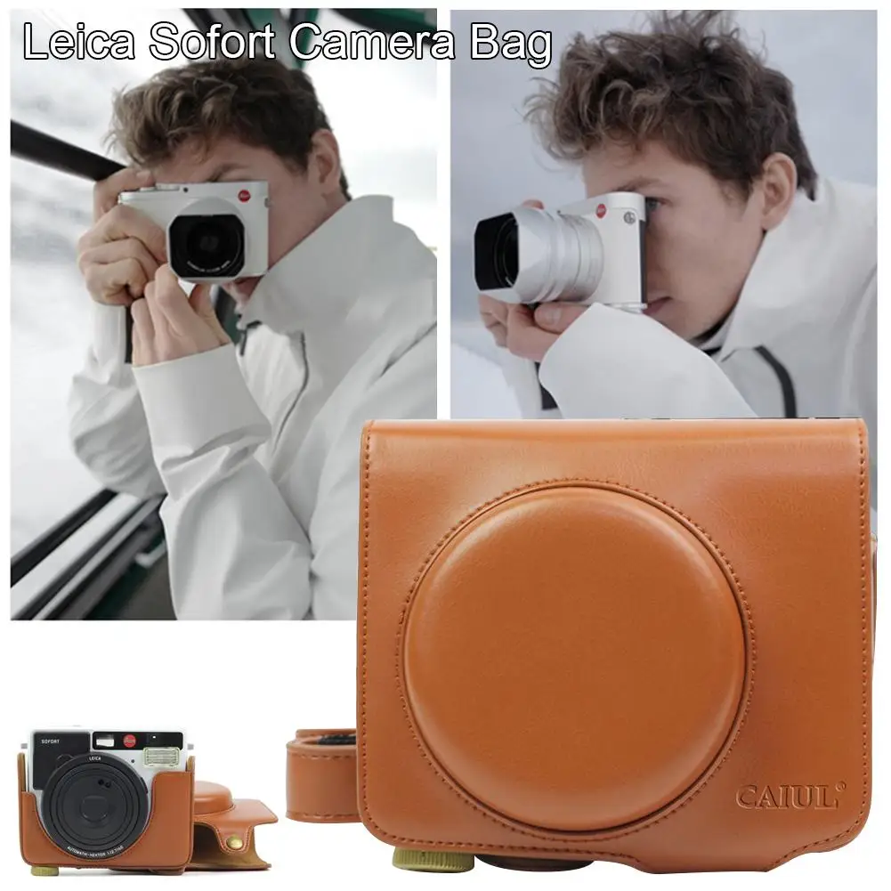 Жесткий чехол для камеры Leica Sofort сумка с плечевым ремнем коричневого цвета