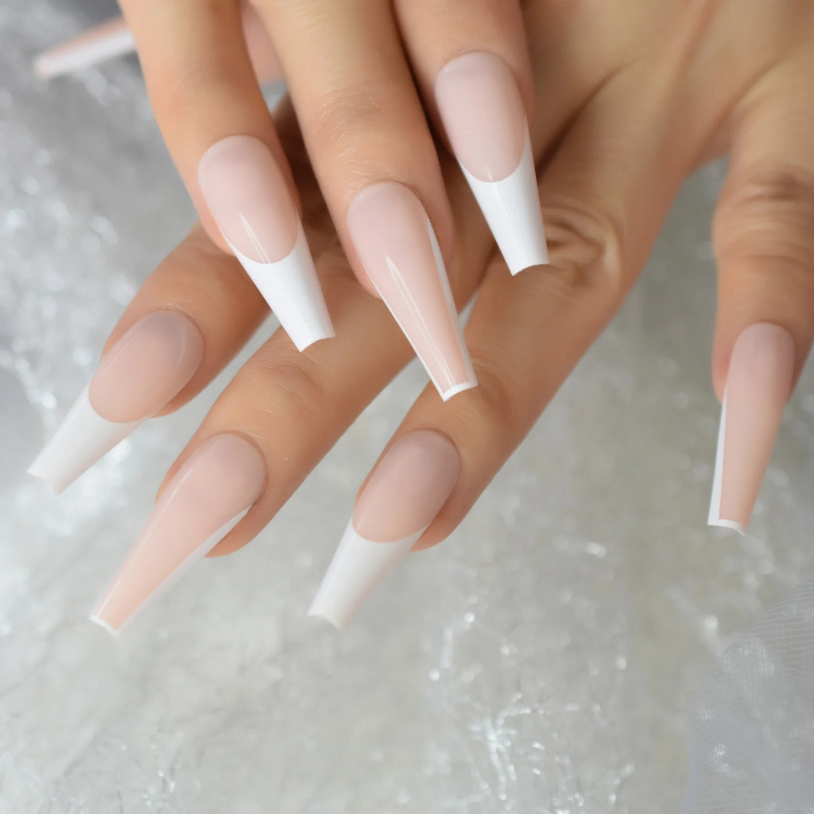 Накладные ногти для французского маникюра C изогнутые накладные длинный