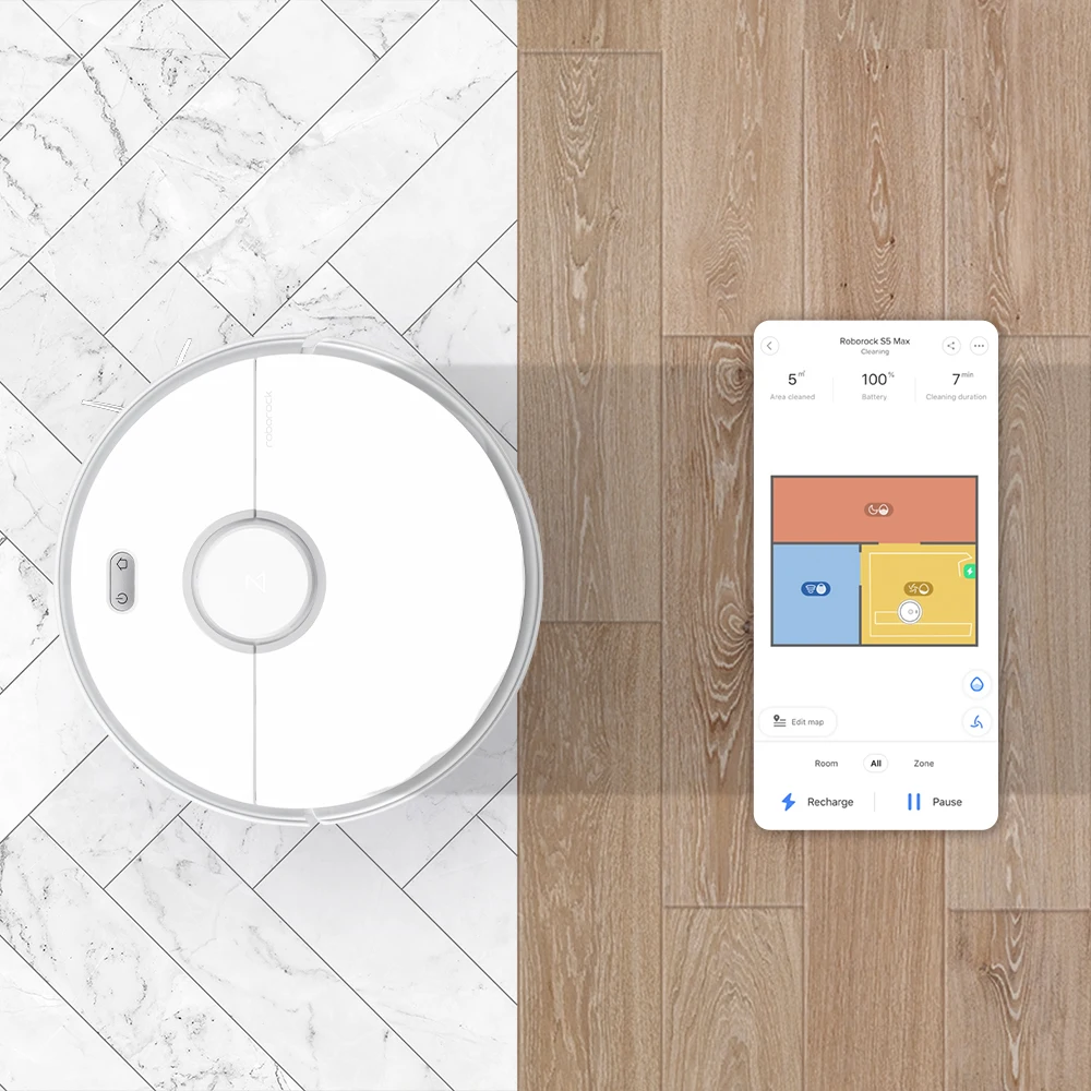 Roborock S5 Max Лазерная навигации робот пылесос WI FI приложение Управление