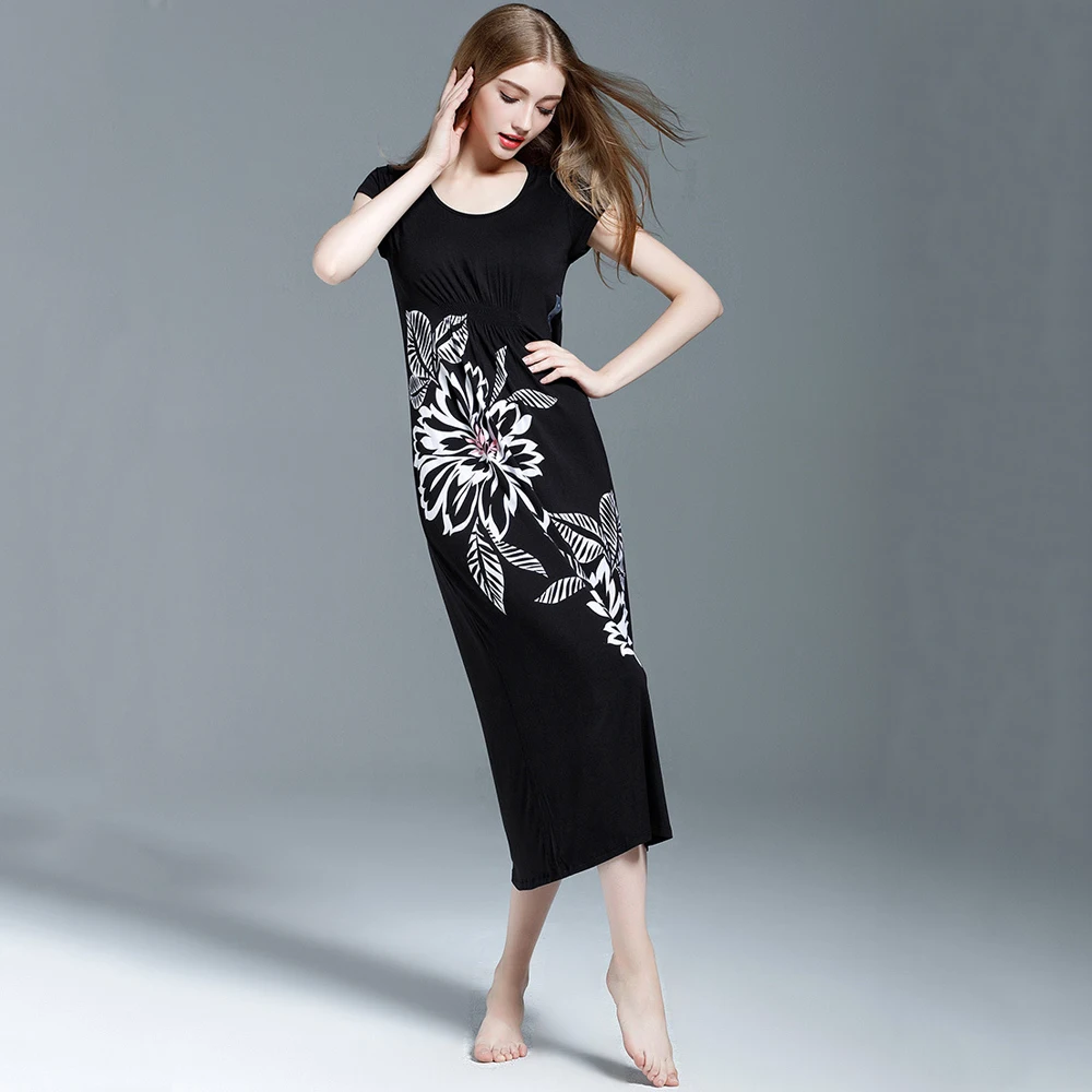 Женская Модальная ночная рубашка Летняя трикотажная с коротким рукавом и