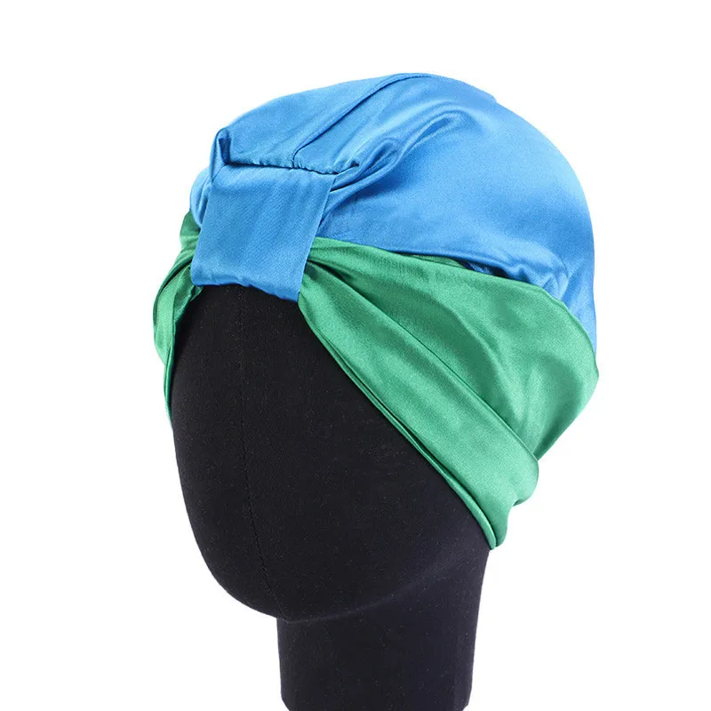 

Double Layer Elastic Satin Turban Hat Women Salon Curly Hair Cap Bathing Sleep Headband Beanie Breathable Hair Accessories
