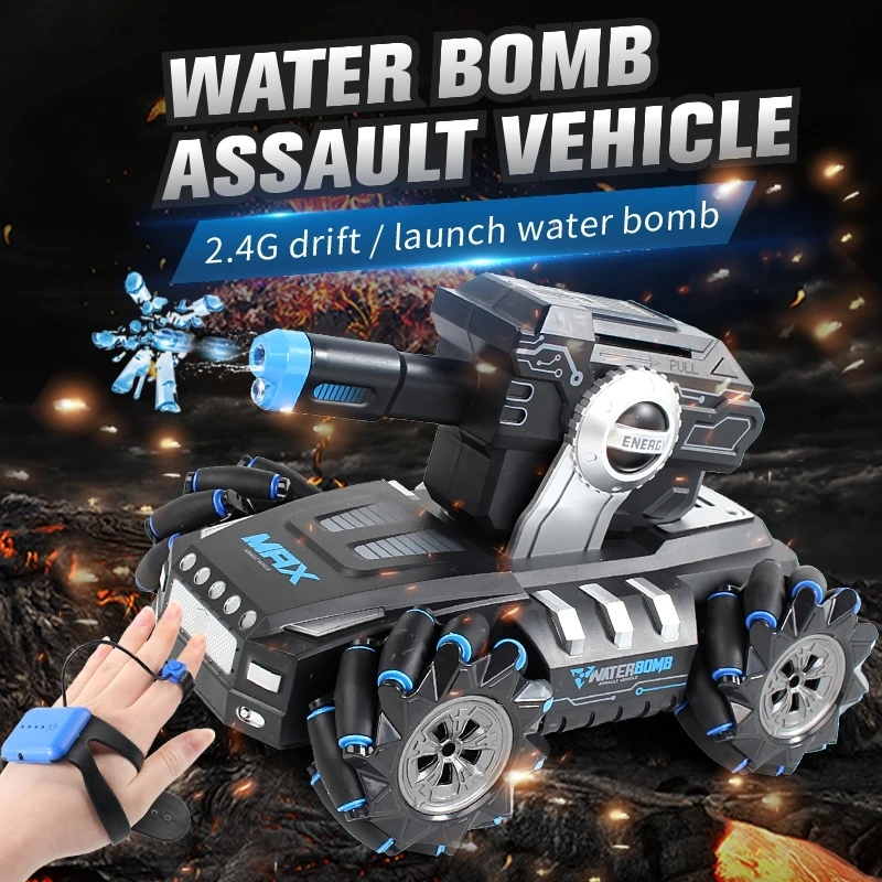 

2.4G Remote Control Tank Car Drifting Water Bomb Tank Remote Control Car Assault Battle Gesture Induction Tank Car Toys For Kids