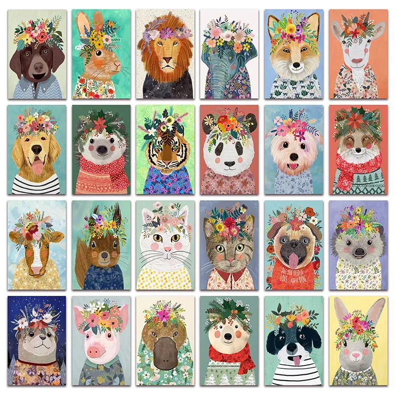 

New 5D Diamond painting embroidery Animals Dog fox DIY Full Diamond mosaic lion cat pig rabbit cross stitch Home decor E019
