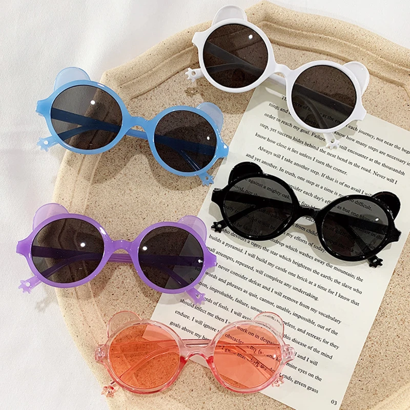 

Kids Sunglasses Cartoon Bear Shape Girls Children Sun Glasses Round Street Children Eyeglasses Cute Baby Shades Eyewear UV