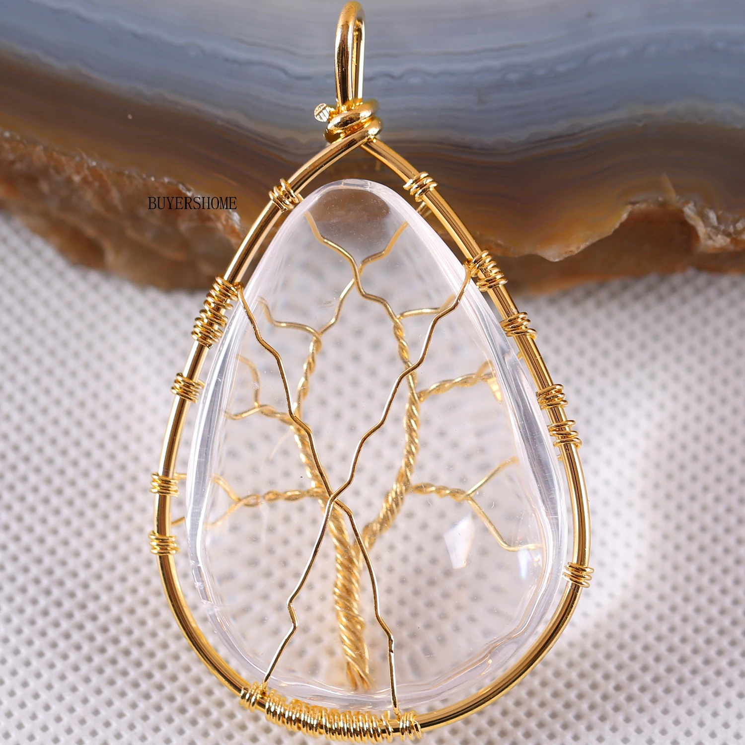 &quotДрево жизни&quot проволочный обруч медный натуральный капли воды Золотой