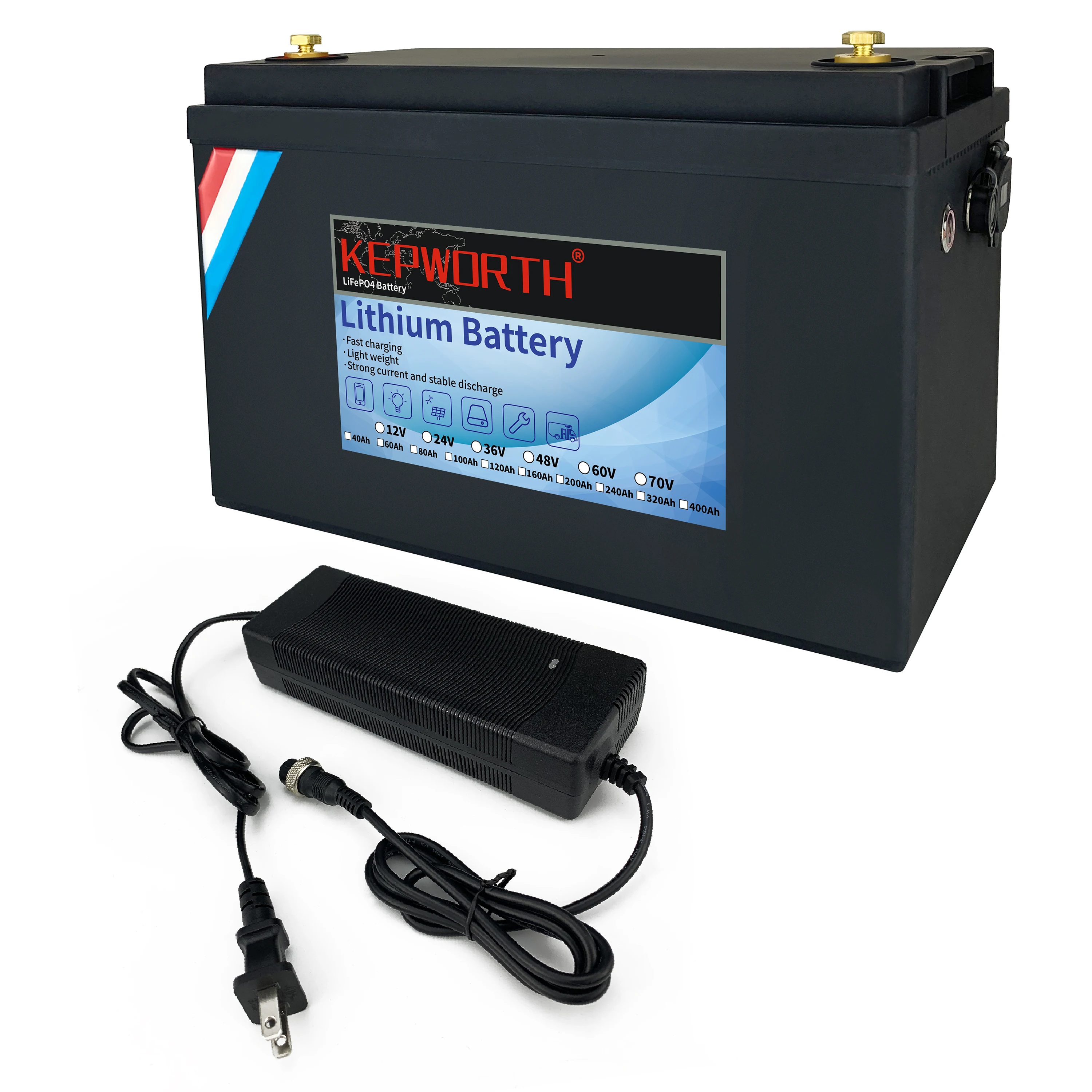 New 12V 24V LiFePO4 Lithium Iron Phosphate Battery With BMS 6 12 30 40 80 100 120 200Ah For Golf Cart EV RV Solar Energy Storage