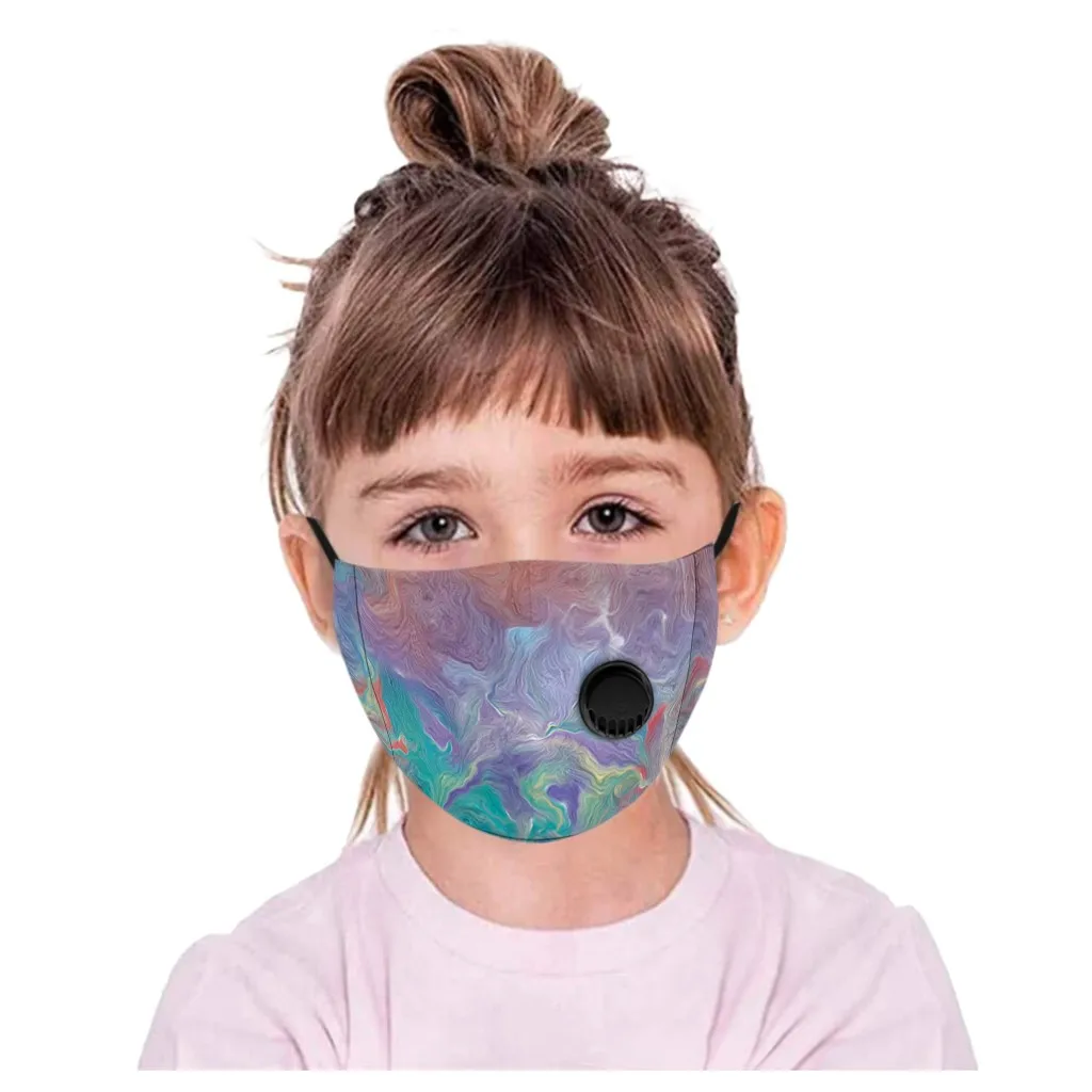

Children Kids Printed Masks Adjustable Earloop Reusable Breathing Valve Safe Protection Mask Washable Watercolor Mouth Masks 1PC