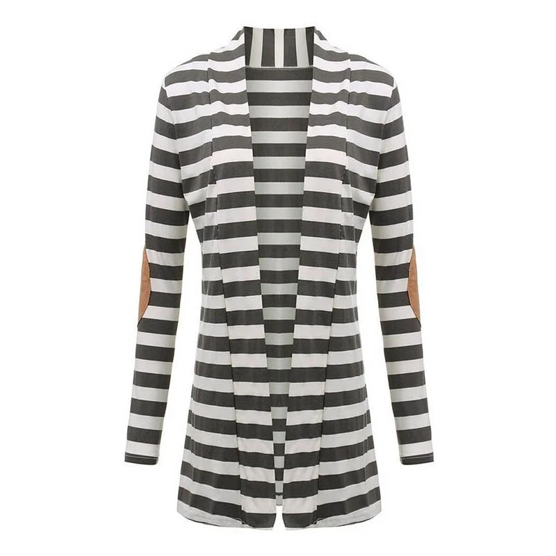 Весенний кардиган для женщин с длинными рукавами в полоску принтом повседневное