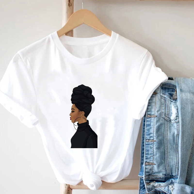 

Urban Fashion Clothes T-Shirt Summer Clothes Anime Girl Black Queen T Shirt for Women Beautiful African Funny Print T-Shirt