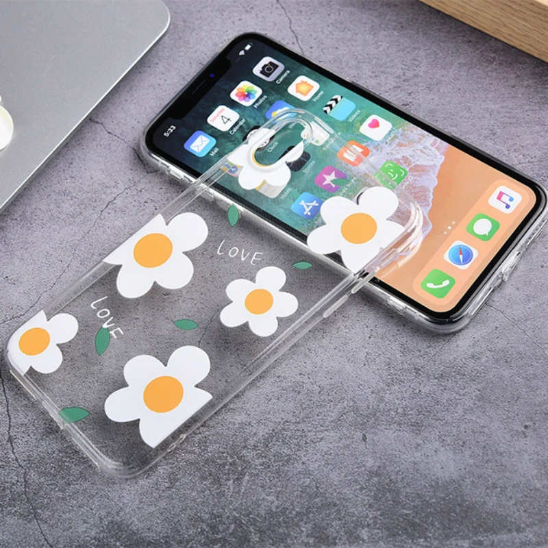 Прозрачный милый белый цветочный чехол для телефона Apple iPhone X XR XS Max 8 7 6 s Plus 7plus 8plus 10