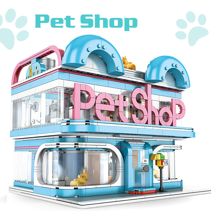 High-tech Creator Pet Shop Architecture Building Blocks City Street View Bricks Assembly Toys Birthday Christmas Gift For Adult | Игрушки и