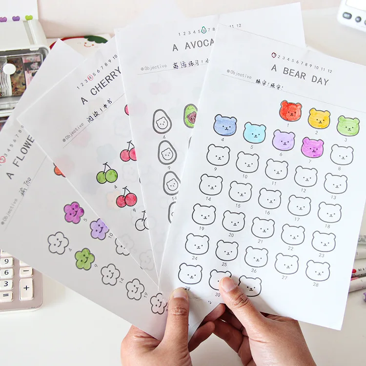 SIXONE Ins мультфильм Симпатичные Фрукты Цветок календарный план Бумага студентов в