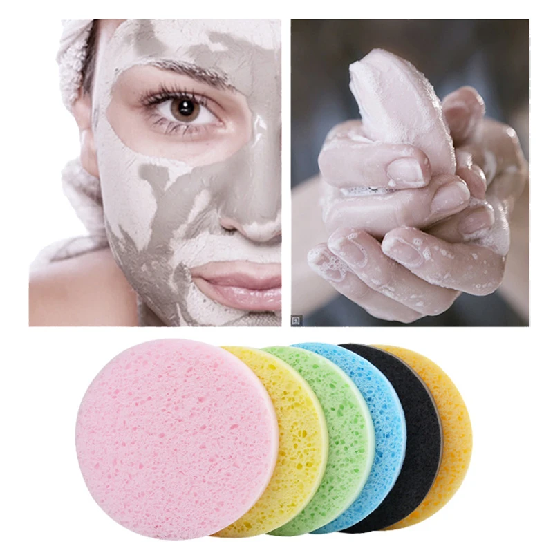 4 шт натуральных волокон древесины лице Puff очищения губка для мытья Exfoliator