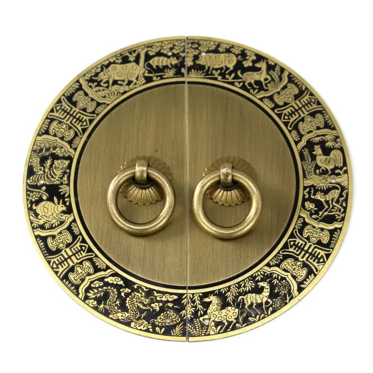 Dia 140 150MM Retro Chinese Round Copper Handles Furniture Door Pulls Vintage Bookcase Bronze Cabinet Knob Cupboard Kitchen Pull |