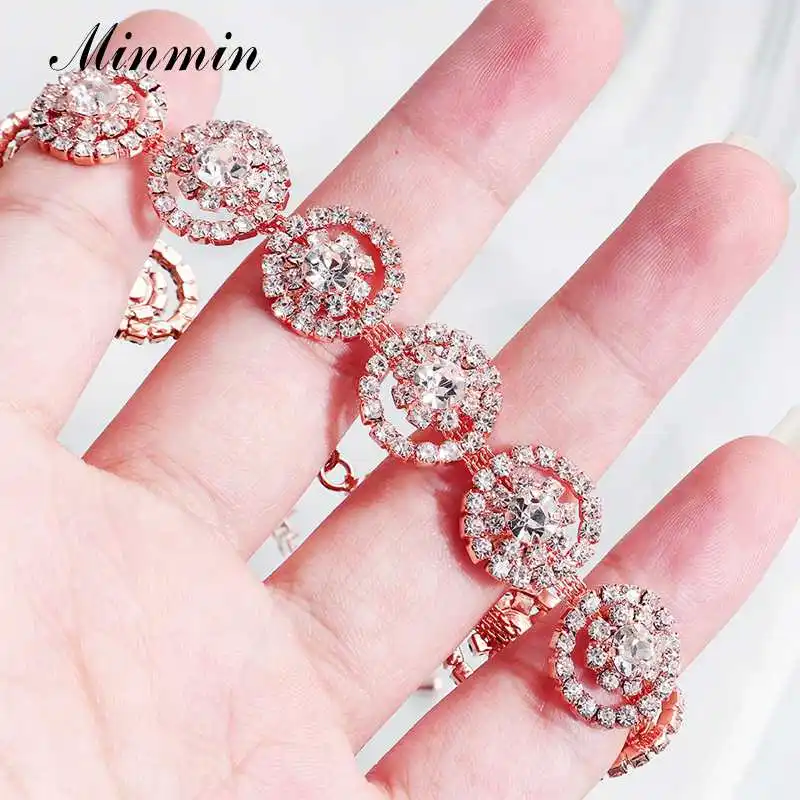 Minmin блестящий браслет из розового золота с маленькими полыми цветами Модный